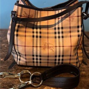 Burberry Beige and Black Plaid Shoulder Bag